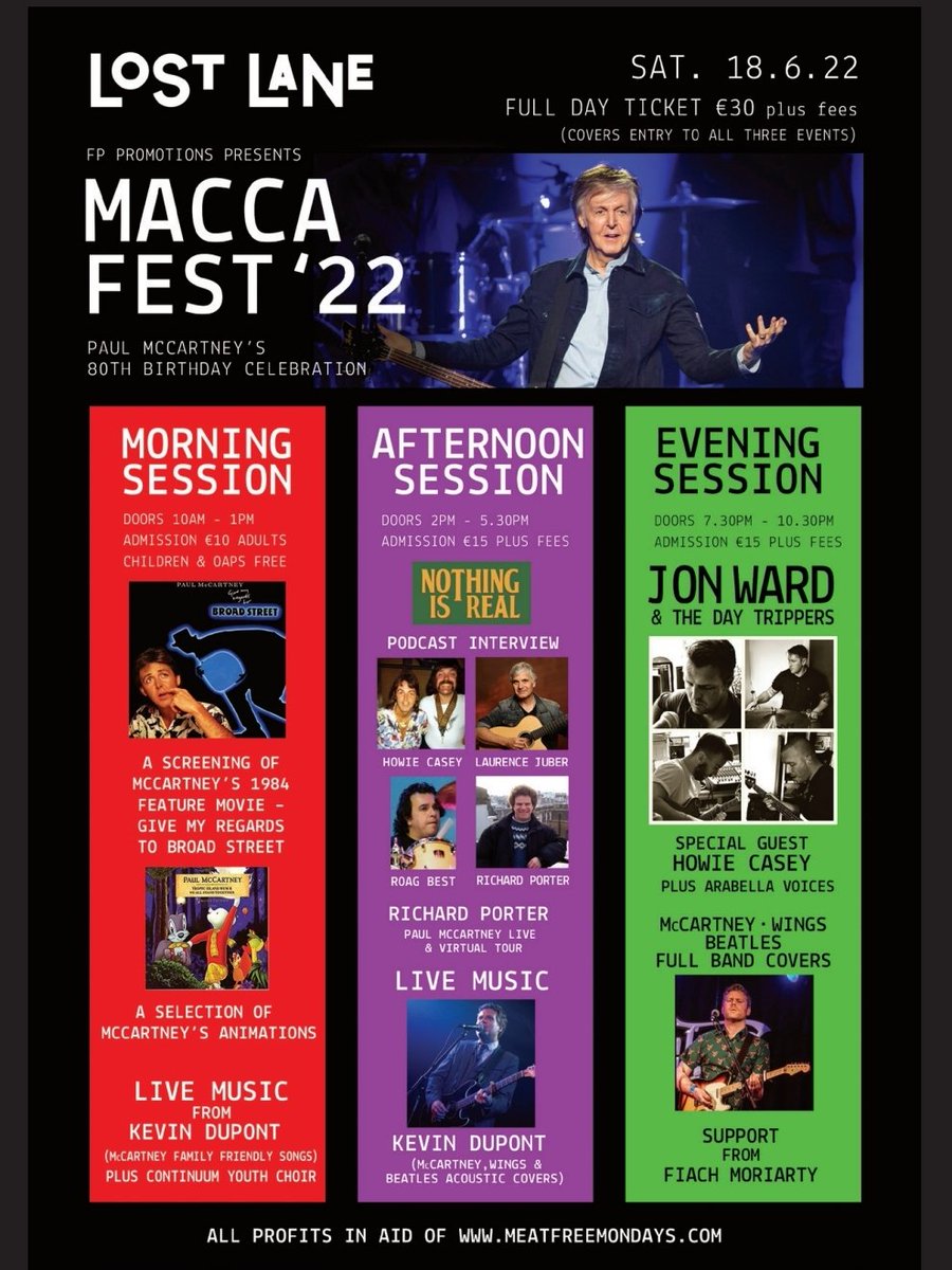 LoSt LaNe (@lostlanedublin) on Twitter photo Join us in celebrating the legendary, Sir Paul McCartney at #lostlane on June 18th. We've got a full day of acts celebrating McCartney's expansive catalogue. All ticket proceeds in aid of <a href="/MeatFreeMonday/">Meat Free Monday</a>
ticketmaster.ie/macca-fest-tic… Join us in celebrating the legendary, Sir Paul McCartney at #lostlane on June 18th. We've got a full day of acts celebrating McCartney's expansive catalogue. All ticket proceeds in aid of <a href="/MeatFreeMonday/">Meat Free Monday</a>
ticketmaster.ie/macca-fest-tic…