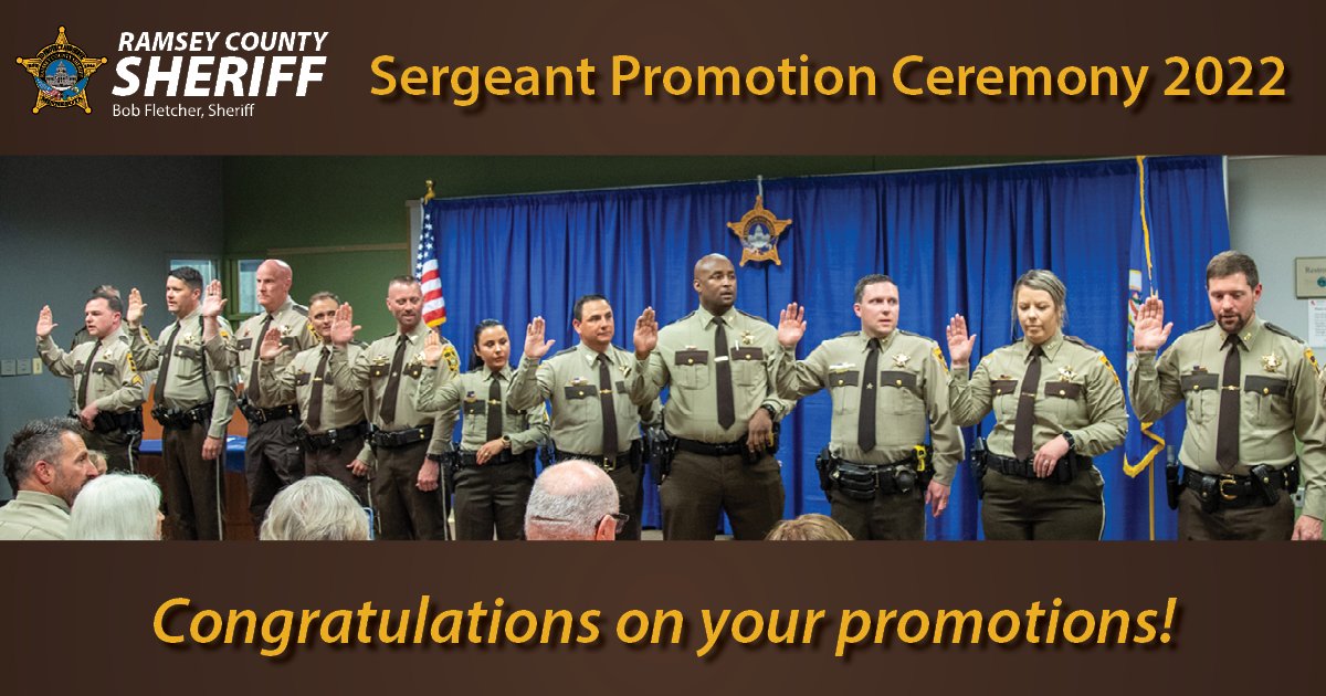 The Sheriff's Office held a promotion ceremony for 13 Deputies who advanced to the rank of Sergeant. The newly promoted Sergeants will serve as a frontline supervisors, a very important leadership role in our office. Please join us in congratulating each new Sergeant!