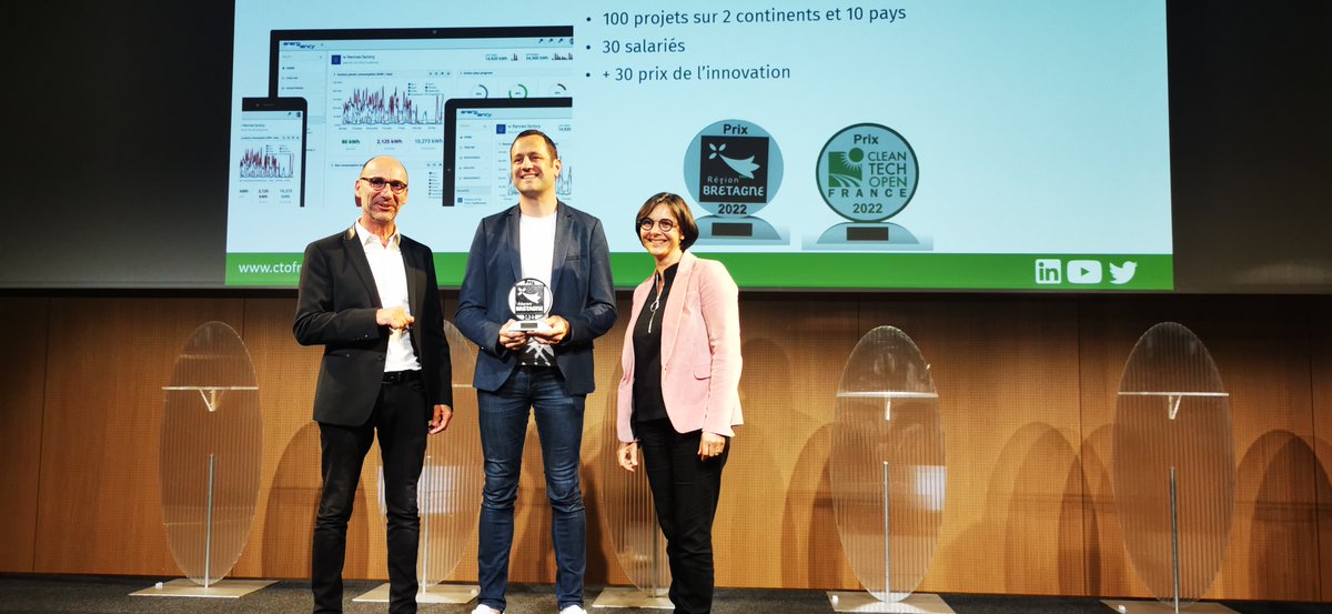 energiency's tweet photo. Energiency reçoit le prix startup par @cleantechopen 
&amp; @regionbretagne aux #RencontresCrisalide de @CrisalideEcoAct! 🎉Fiers de faire  partie de ces entreprises bretonnes qui offrent des solutions concrètes pour relever les défis de la #transitionécologique ! Bravo l'équipe ! https://t.co/sx43Z8957j
