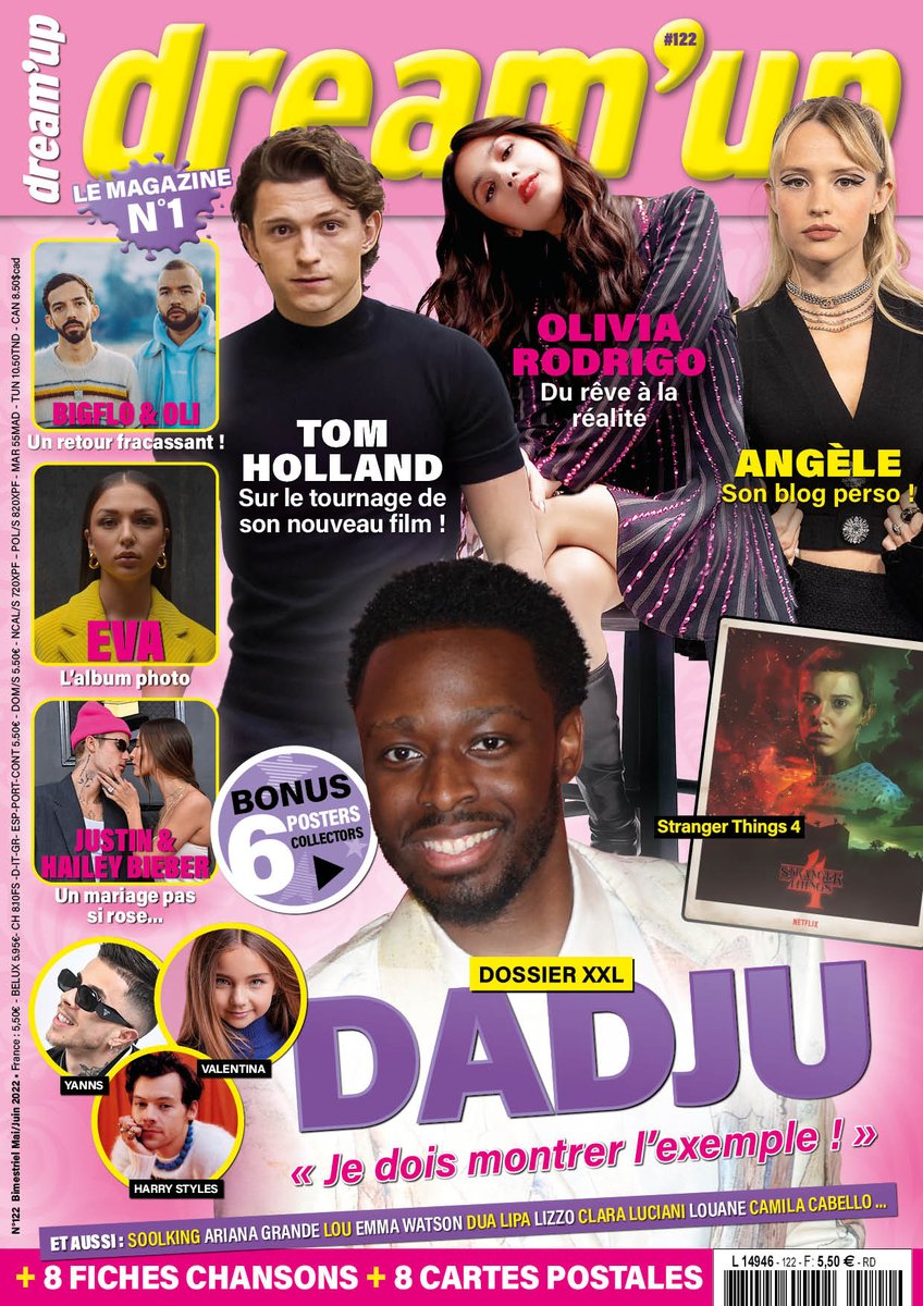 Ton nouveau <a href="/DreamupMag/">Magazine Dream'up</a> est en vente ! Retrouve 
Dadju, Eva, Tom Holland, Angèle, Bigflo &amp; Oli, Stranger Things 4, Justin Bieber et bien d'autres !
En cadeau : 6 posters exclusifs +8 cartes chanson+ 8 cartes postales bit.ly/2v1SfPz