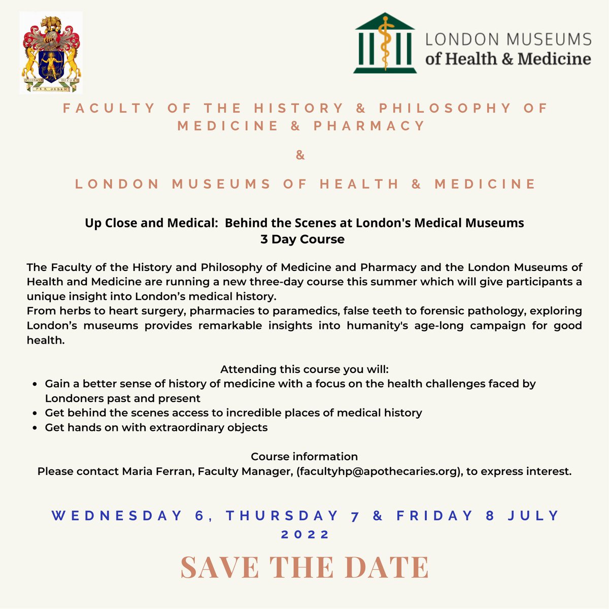 CfHealthStudies (@cfhealthstudies) on Twitter photo #HISTORY #Archive From 6-8 July
@FacultyHP
<a href="/ApothecariesLDN/">The Worshipful Society of Apothecaries</a>
<a href="/medicalmuseums/">London Museums of Health & Medicine</a> present a 3-day course - a wonderful opportunity to gain insight into collections, talks & tours. Student rates available. Click here to book & find out more: apothecaries.org/events/event/u… #HISTORY #Archive From 6-8 July
@FacultyHP
<a href="/ApothecariesLDN/">The Worshipful Society of Apothecaries</a>
<a href="/medicalmuseums/">London Museums of Health & Medicine</a> present a 3-day course - a wonderful opportunity to gain insight into collections, talks & tours. Student rates available. Click here to book & find out more: apothecaries.org/events/event/u…
