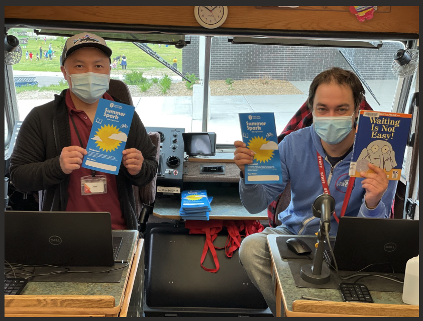 Thank you <a href="/stpaullibrary/">Saint Paul Public Library</a> Book Mobile Library for visiting @spps_news @FrostLakespps this school year. And thank you for sharing information about the summer reading program that allows kids to earn a free book!