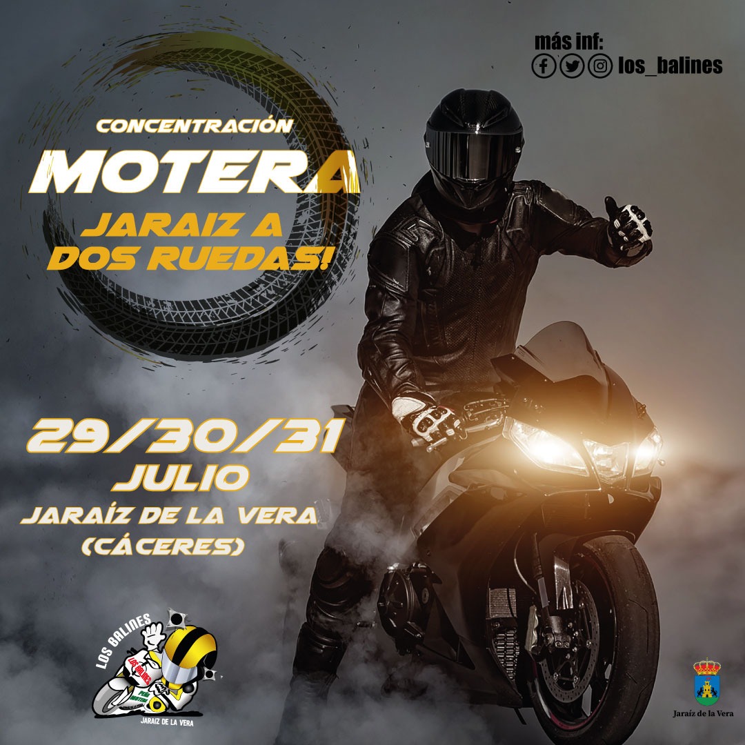 Estamos de vuelta: Concentración de Motos "Jaraíz a Dos Ruedas" los próximos 29, 30 y 31 de Julio de 2022.
Jaraíz de La Vera (Cáceres)
Pronto + info...
✌️✌️✌️✌️✌️✌️✌️✌️
#Gassss #ConcentracionMotos #JaraizADosRuedas