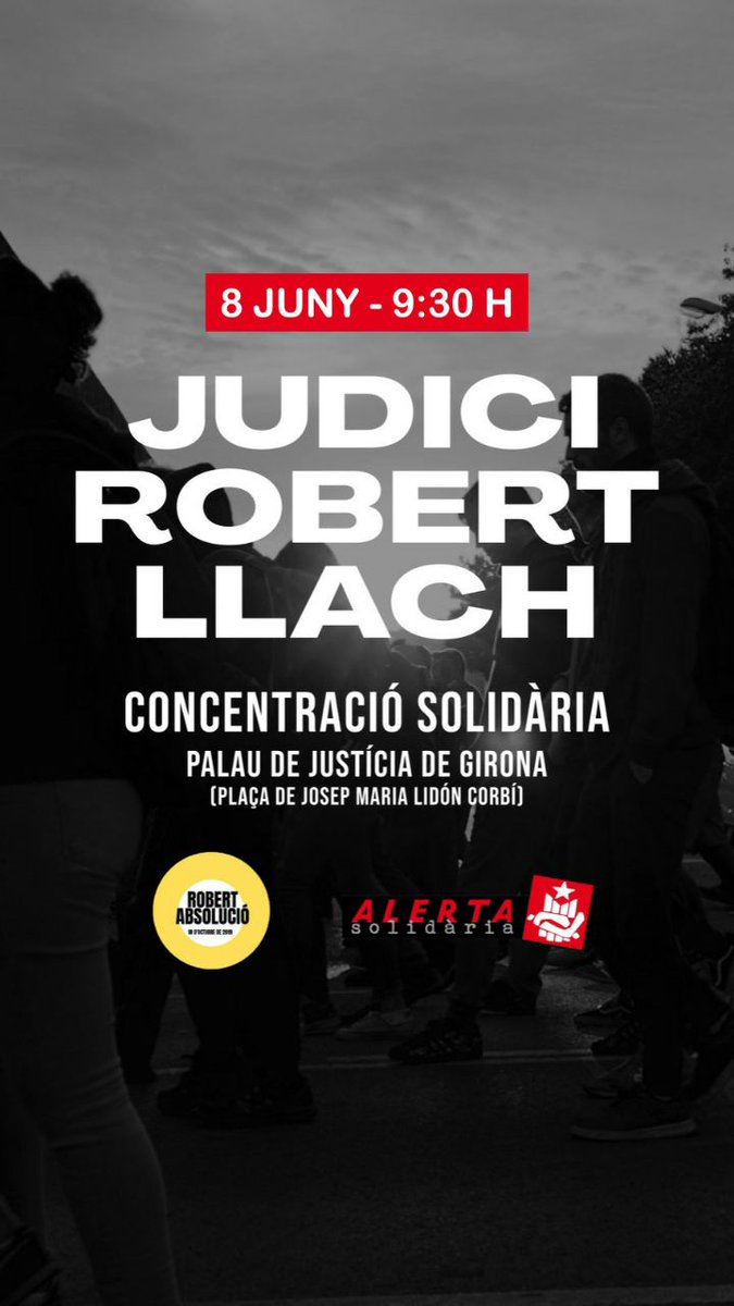 Demà concentració al Palau de Justícia! Us hi esperem! Gràcies per tot el suport!