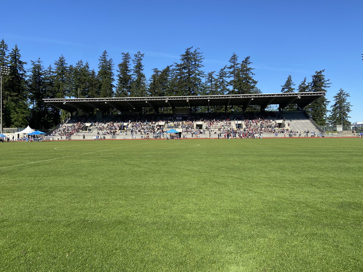 MrHockley's tweet photo. Congratulations to all the grade 4-7 student-athletes who competed at the annual @NVSD44 Elementary Track &amp; Field meet at Swangard stadium. So much spirit, fun &amp; talent on display in the Sun! Shout out to the Shot Pit crew who stayed on schedule - way to go team! https://t.co/YBKIV6Qpz9