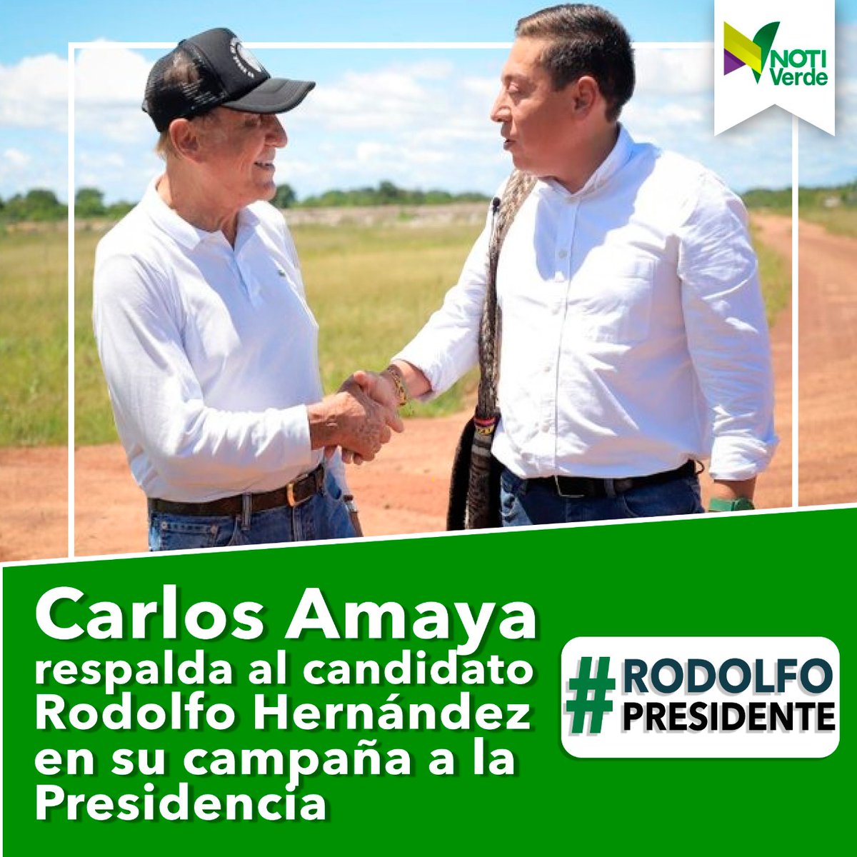NotiVerde_CO's tweet photo. #NotiVerde
@CarlosAmayaR expresa su apoyo al candidato @ingrodolfohdez quien aspira ganar en segunda vuelta la Presidencia de Colombia. https://t.co/aWyONOVamX