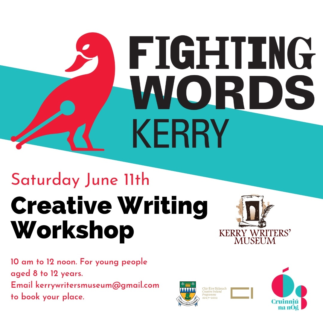 Join us this Saturday for a free @FightingWordsIE creative writing workshop for Cruinniú na nóg. Email kerrywritersmuseum@gmail.com to book your place.