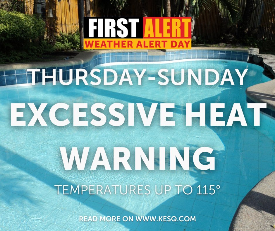 First Alert Weather Alert: Excessive heat joins for the end of the week with temperatures creeping up on record highs. An Excessive Heat Warning goes into effect 10AM Thursday through 8PM Sunday. Read more here: bit.ly/3xrHZkZ