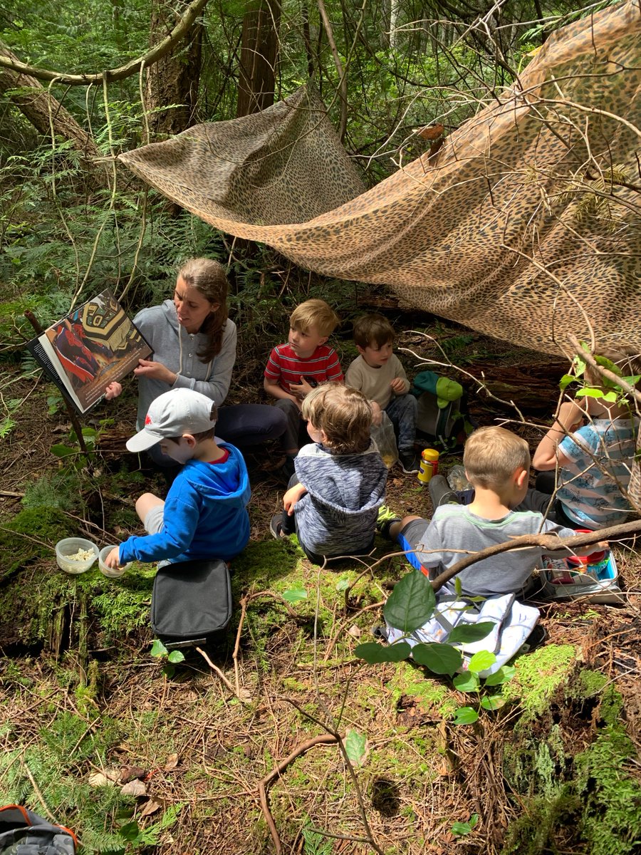 The ‘Just B4’ Preschool crew in Halfmoon Bay – having fun ‘just being four’ years old – enjoying a snack and a story with our amazing Lauri! @SD46SC  #JUSTB4 #CR4YC