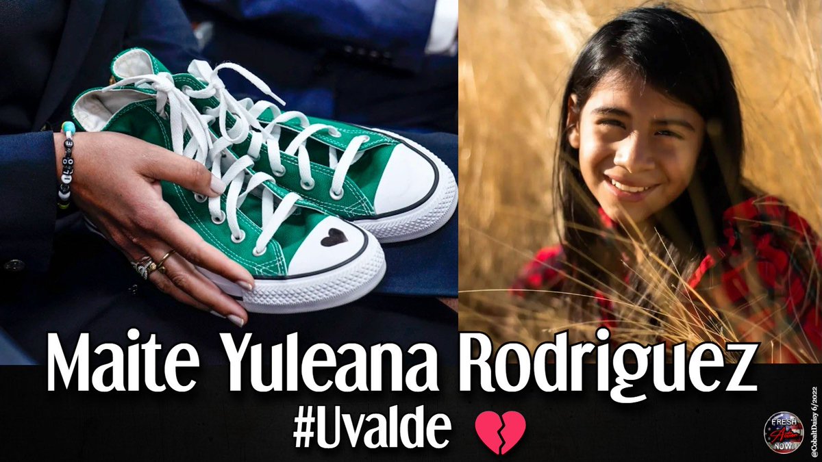 This beautiful little girl could only be identified after being murdered in #Uvalde because she was wearing these green Converse sneakers. That is how her family knew their baby. 

We must not let the death of #MaiteYuleanaRodriguez be for nothing.

#FreshResists
#GunReformNow