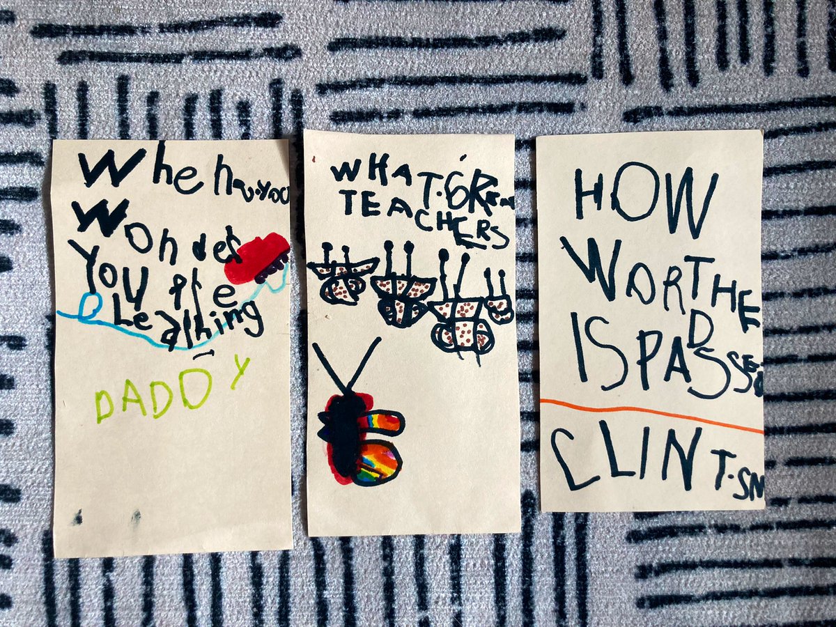 mr_wrabley's tweet photo. Kennedy found some of my favorite books and made me bookmarks for them. She’s always drawing, writing, creating, wondering. 📚 @ClintSmithIII @ToddWhitaker @greggbehr @RyanRydzewski @When_You_Wonder #HowTheWordIsPassed https://t.co/M0R6Qr5pRr