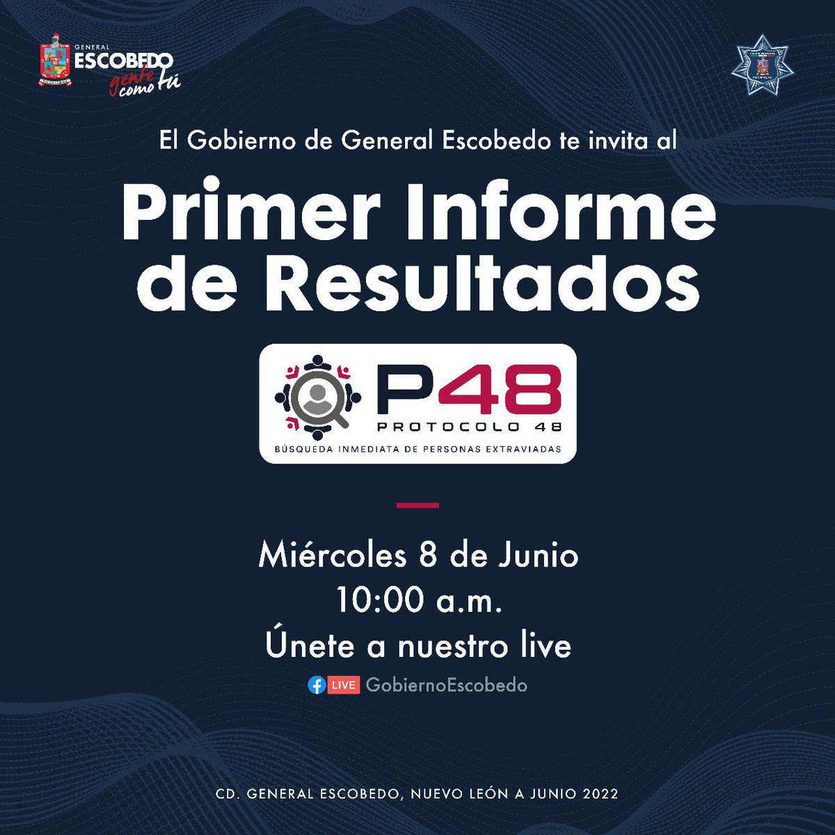 andresmijesmx's tweet photo. Te invito a que el día de mañana nos acompañes vía Facebook en el 𝗣𝗿𝗶𝗺𝗲𝗿 𝗜𝗻𝗳𝗼𝗿𝗺𝗲 𝗗𝗲 𝗥𝗲𝘀𝘂𝗹𝘁𝗮𝗱𝗼𝘀 𝗱𝗲𝗹 #Protocolo48.🚨
Únete a la transmisión a las 10:00 a.m. a través de la página de Facebook de Gobierno Escobedo
#Escobedo 👍🏻 https://t.co/5UpUzO9hdU