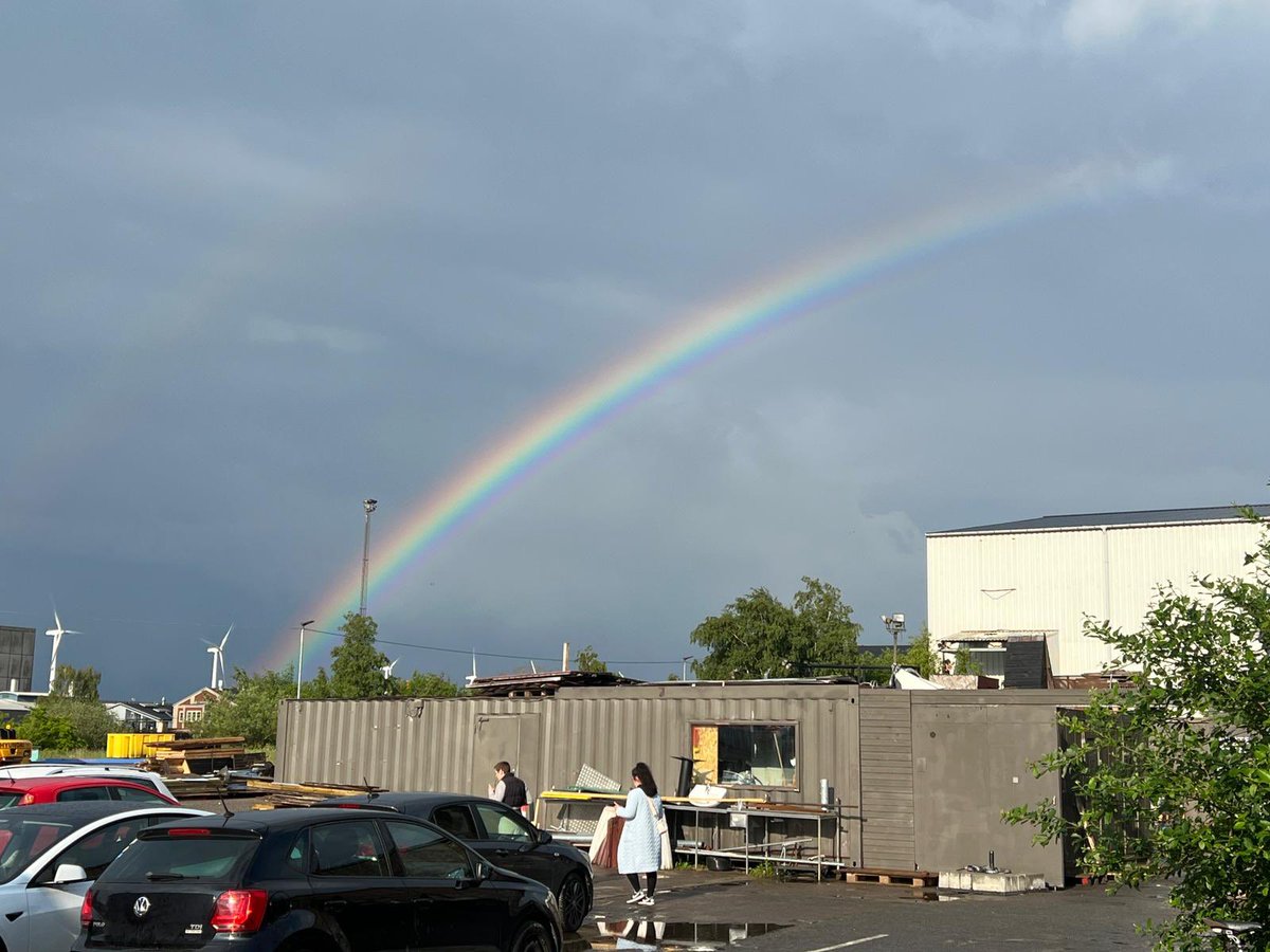 jeffroy's tweet photo. Turbines, a waste-to-energy plant, a visit to State of Green, and a rainbow were on the agenda at @abl_impact study mission in Copenhagen today. #ABLinDenmark https://t.co/EuF9vA8x8Q