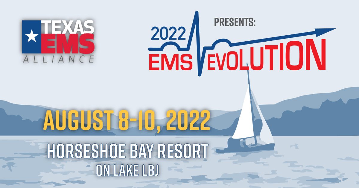 TxEMSA's tweet photo. We're just two months away from EMS EVOLUTION 2022 at Horseshoe Bay.

June 23 is the early registration discount deadline. #EMSEVOLUTION2022

Click here to learn more and to register today:
https://t.co/fA9imH4jsg https://t.co/rAexnZgyLZ