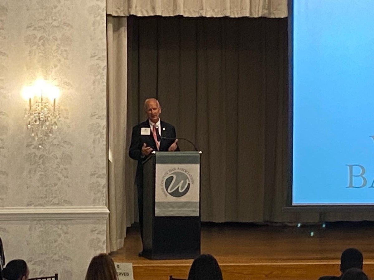 WakeCountyBar's tweet photo. We were delighted to host Chief Justice @paulmnewby as our keynote speaker during our first in-person luncheon since March 2020. A packed house, good food and great camaraderie! https://t.co/LhiR8M26Ux