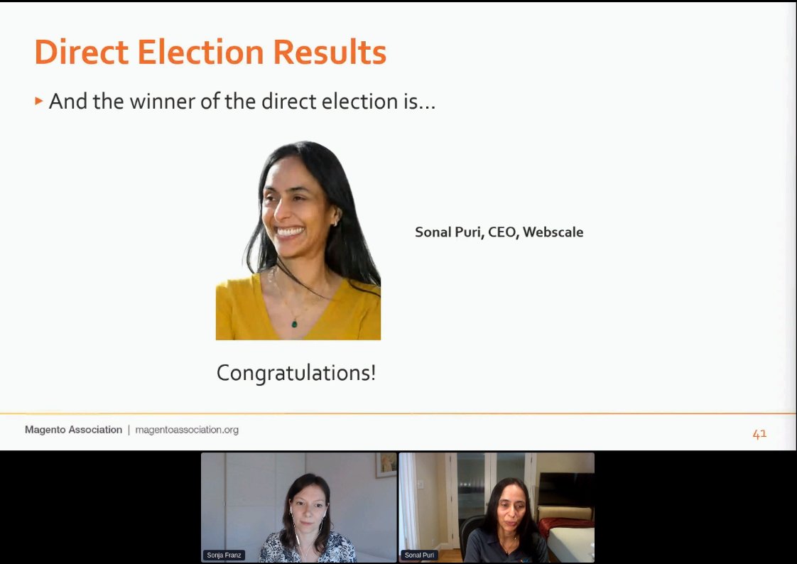 willemwigman's tweet image. Awesome! @sonalpuri has been elected as newest @MagentoAssoc board member! Congrats Sonal!