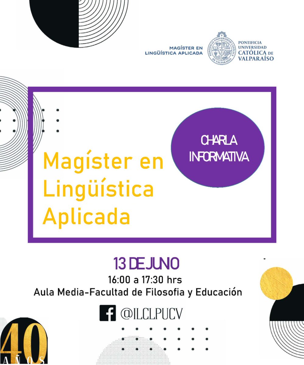 Charla informativa Magíster en Lingüística Aplicada para el año 2023. 13 de junio, 16.00 horas, Aula Media #PUCV #Linguistics @VRIEA_PUCV <a href="/di_pucv/">Investigacion PUCV</a> <a href="/pucv_cl/">PUCV</a>