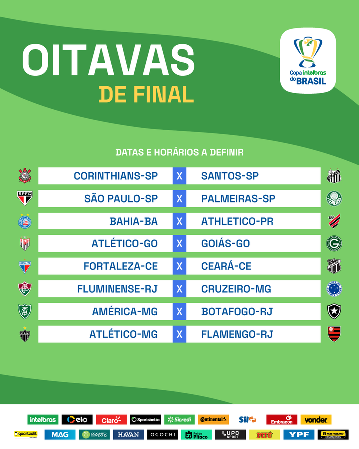 Os confrontos das oitavas de final da Copa do Brasil