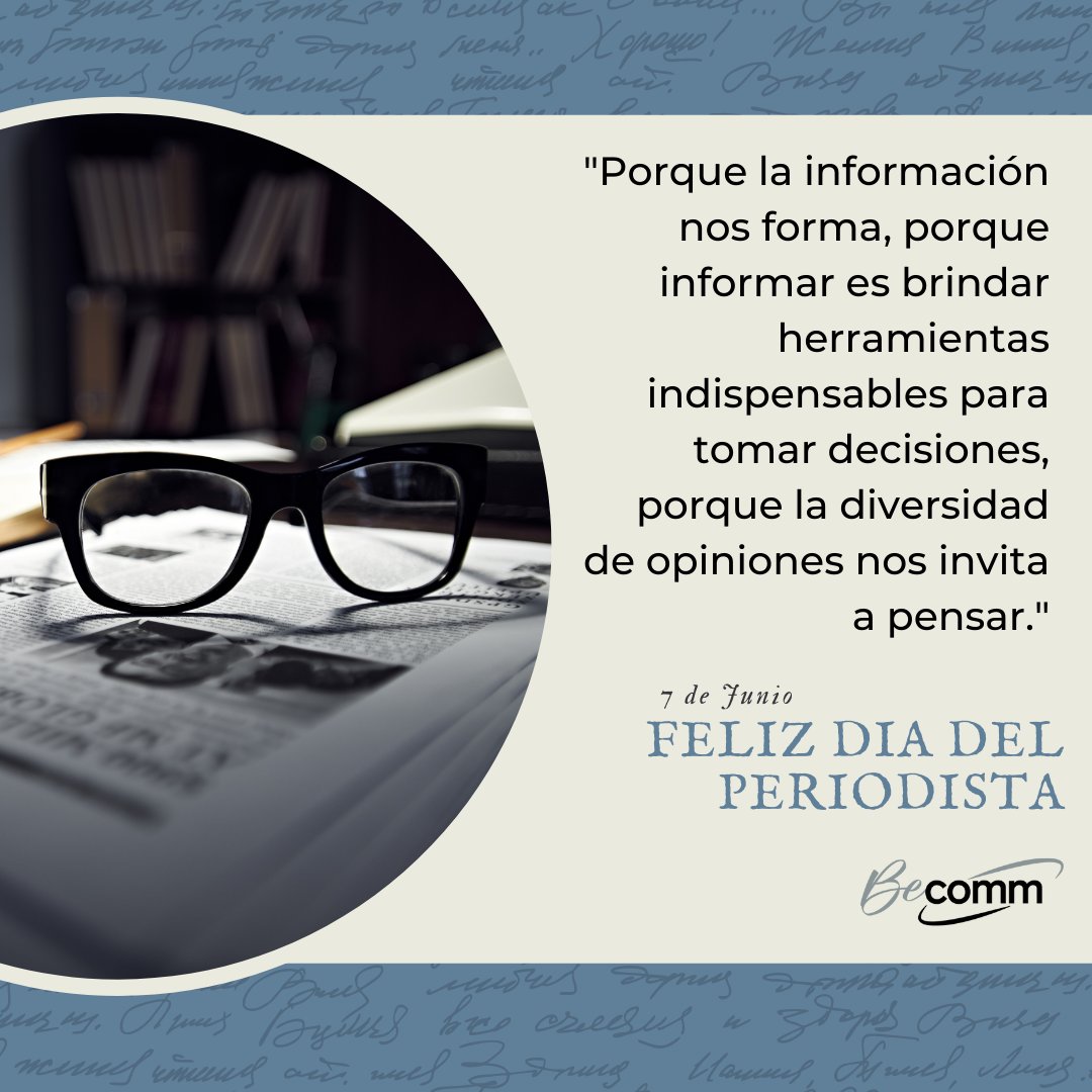 BecommP's tweet photo. Desde Becomm agradecemos  profundamente a aquellos que facilitan nuestra labor de comunicar día a día  y felicitamos a quienes ejercen el oficio con compromiso y honestidad informandoo los acontencimientos que cuentan nuestra historia.

#becommPR #periodismo #Argentina https://t.co/XYeCrsTEXe