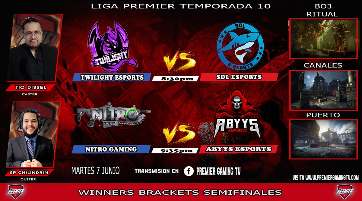 🔴SEMIFINALES WINNERS BRACKETS👀🕣7 de junio Torneo de #GEARS5 T10 🏆🏆

🎙️🔥 
<a href="/TioDissel/">Tio Dissel🎙🔥</a> Y <a href="/CHiLiNDRiiN/">CHiLiNDRiiN</a>

EQUIPOS
<a href="/SportsSdl/">SDL E-SPORTS</a>
@AbyysEsports
<a href="/NitroGamingOrg/">Nitroooooo</a>
<a href="/By__Twilight/">Twilight 🌙</a>

transmisión por:
facebook.com/PremierGamingT…