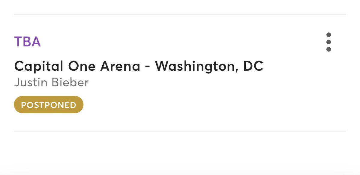 JusticeTdaily's tweet photo. Justin Bieber’s Justice World Tour show scheduled to take place in Washington, DC on June 10 has been postponed.
More details as soon as it’s available. 

— Please hold onto your tickets as they will be valid for the new date https://t.co/S3p8X9tLJA