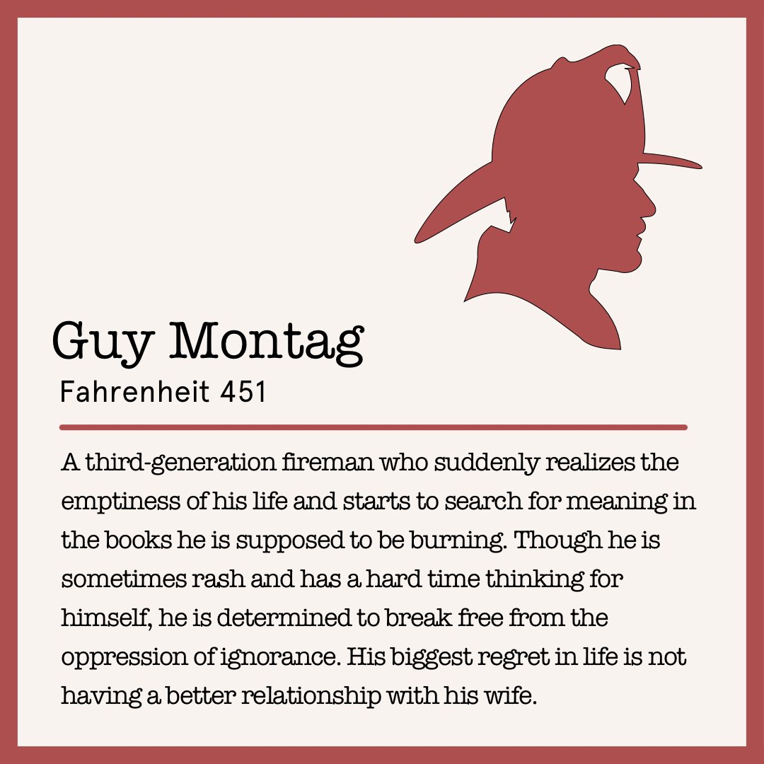 It’s time to meet some of the characters from Bradbury’s magnificent imagination. Today’s character is a fan favorite; Guy Montag, the endearing and ever-changing fireman of Fahrenheit 451. #RayBradbury #Fahrenheit451 #Characters