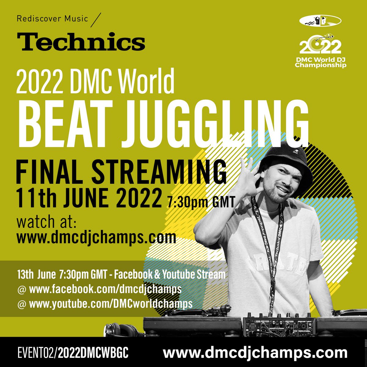 Don't forget, this Saturday! The 2022 DMC /<a href="/technics/">Technics</a> Beat Juggling FINAL! Streaming LIVE from dmcdjchamps.com at 7.30pm GMT!