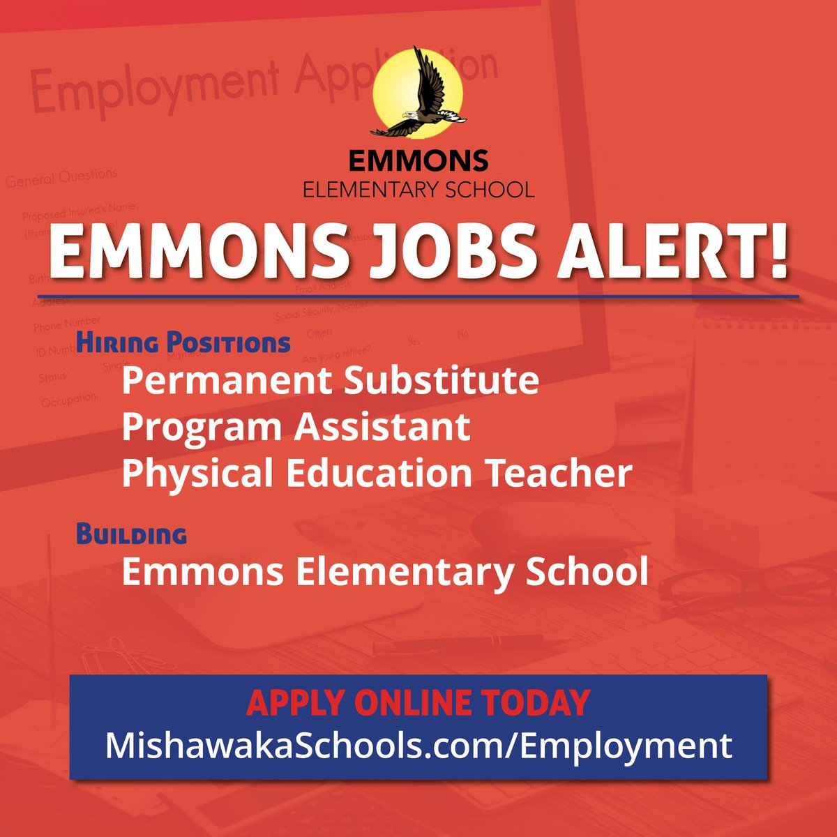 SCM Schools (@scmschools) on Twitter photo Are you interested in working at <a href="/SCMEmmons/">Emmons Elementary</a>? There are currently openings for a permanent substitute, program assistant, and P.E. teacher. Go to MishawakaSchools.com/Employment to apply online today! Are you interested in working at <a href="/SCMEmmons/">Emmons Elementary</a>? There are currently openings for a permanent substitute, program assistant, and P.E. teacher. Go to MishawakaSchools.com/Employment to apply online today!