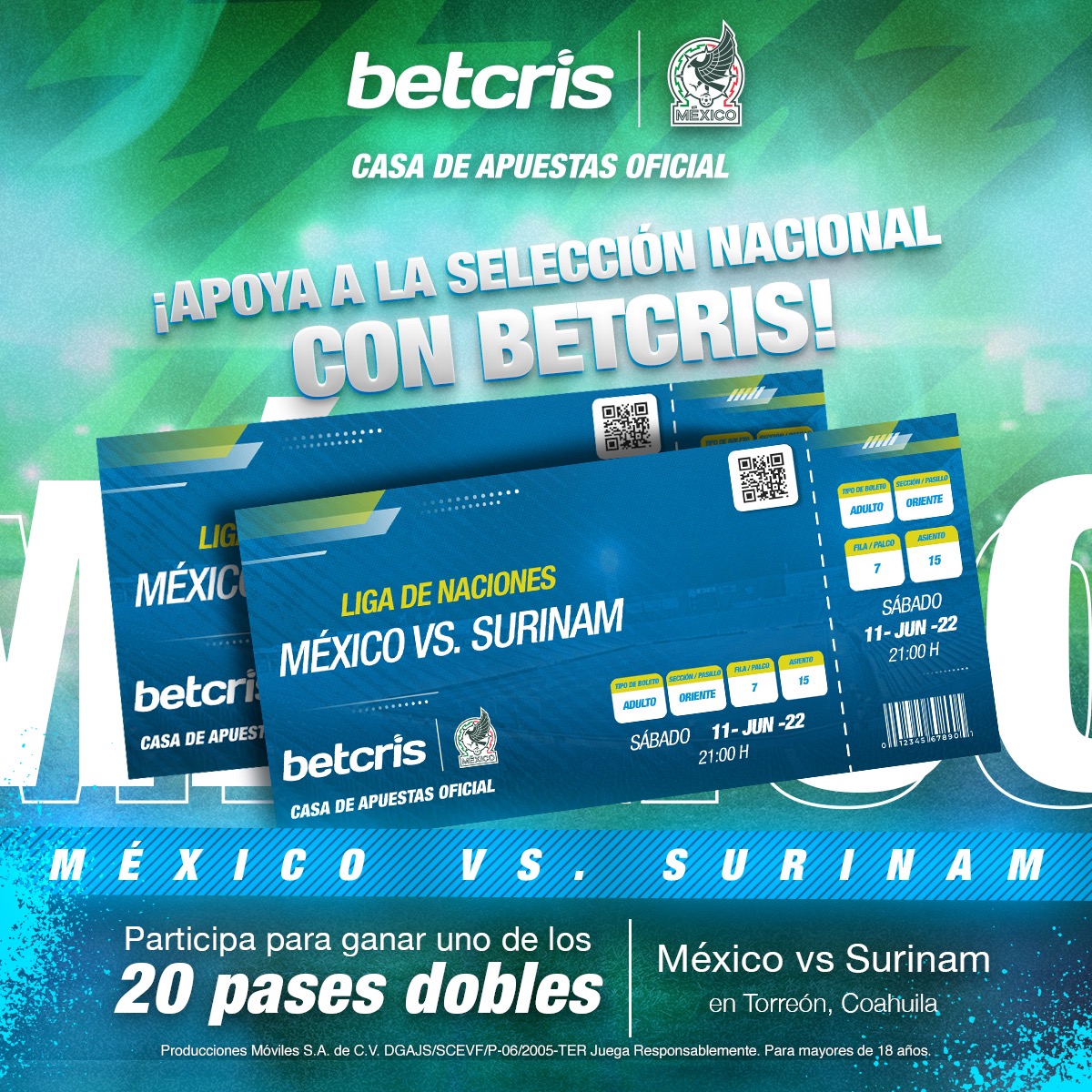 betcrismex's tweet photo. ¡Acompáñanos a apoyar a @miseleccionmx en Torreón!

Gana uno de los 20 pases dobles para el partido vs 🇸🇷
1️⃣ Síguenos y dale 🔁 y ♥️ a este tweet
2️⃣ Responde etiquetando a un amigo (También debe seguir a Betcris)

¡Elegiremos a los ganadores al azar entre nuestras 3 redes! 🎟️🎟️ https://t.co/ZpmjXe6tdK