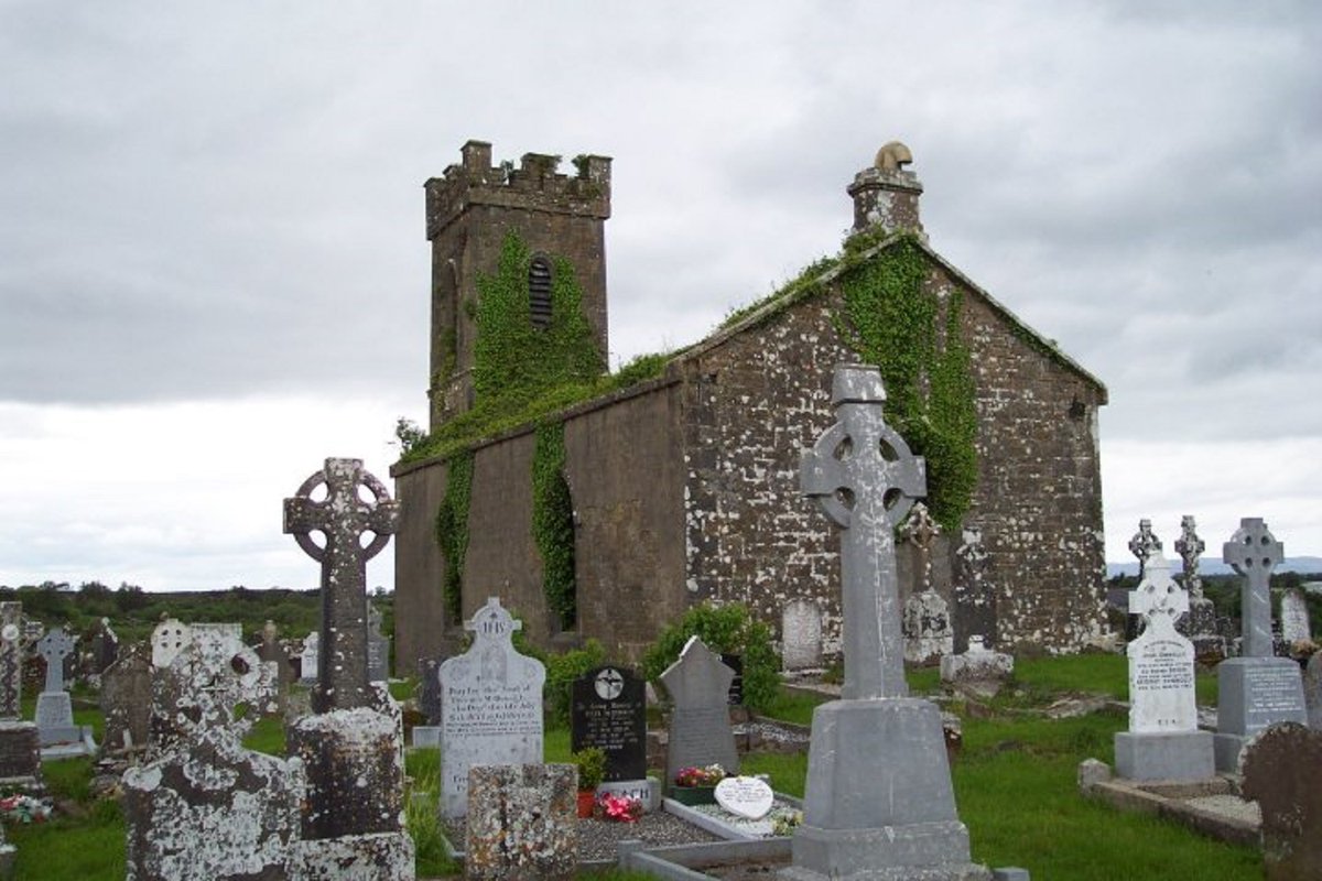 Derelict Church and Irish gravestones. Ireland. By Tracy Hogan.