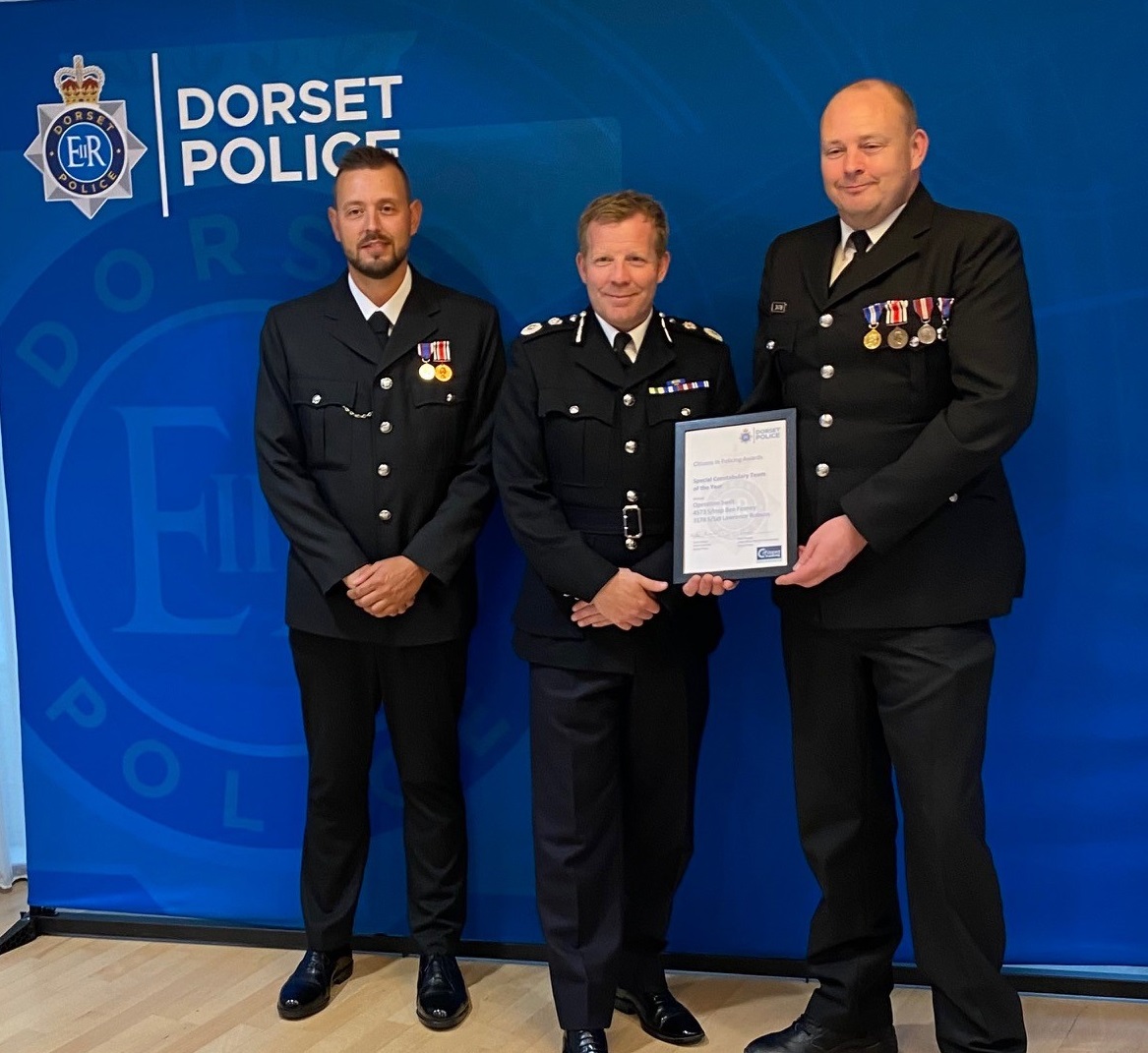 dorsetpolice's tweet photo. #CiPAwards Special Constabulary Team of the Year: Christchurch Special Constabulary Team for their involvement in Operation Swift, a proactive multi agency operation to target criminals who use the rail network to commit offences. @DorsetSpecials @CCScottChilton @PCCDorset https://t.co/oUCvZXtSyJ