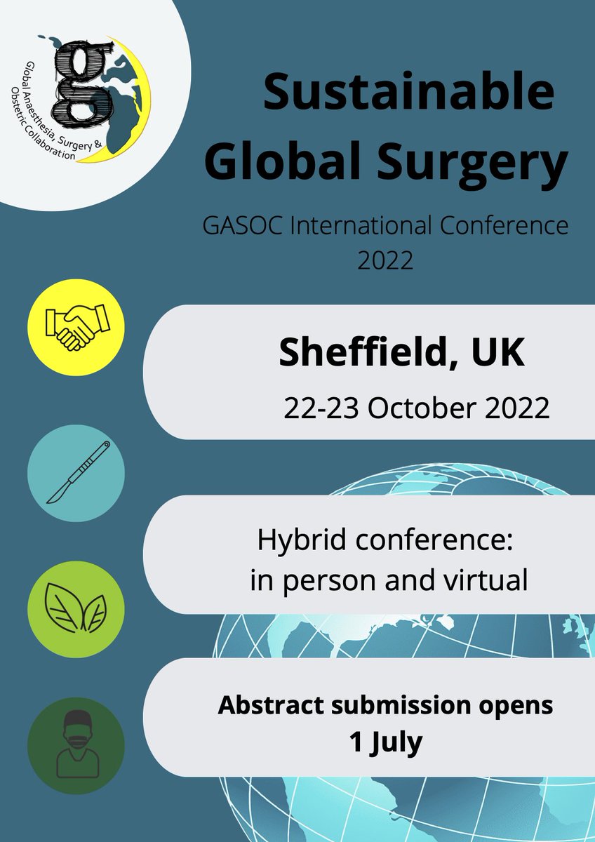 GASOC_2015's tweet photo. 📆 SAVE THE DATE!!! 📆

📆22-23 October
🌎Sheffield, UK or Virtual
🍃Sustainable Global Surgery

✒️Abstract submission opens July 1 
🔗Keep your eyes peeled for sign up!

We are SO PUMPED to see you guys! https://t.co/JqRIwkOVk1