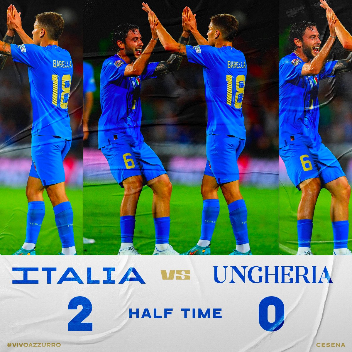 🔴 L'Italie mène 2-0 face à la Hongrie à la mi-temps de son match !

#NationsLeague | #ITAHUN