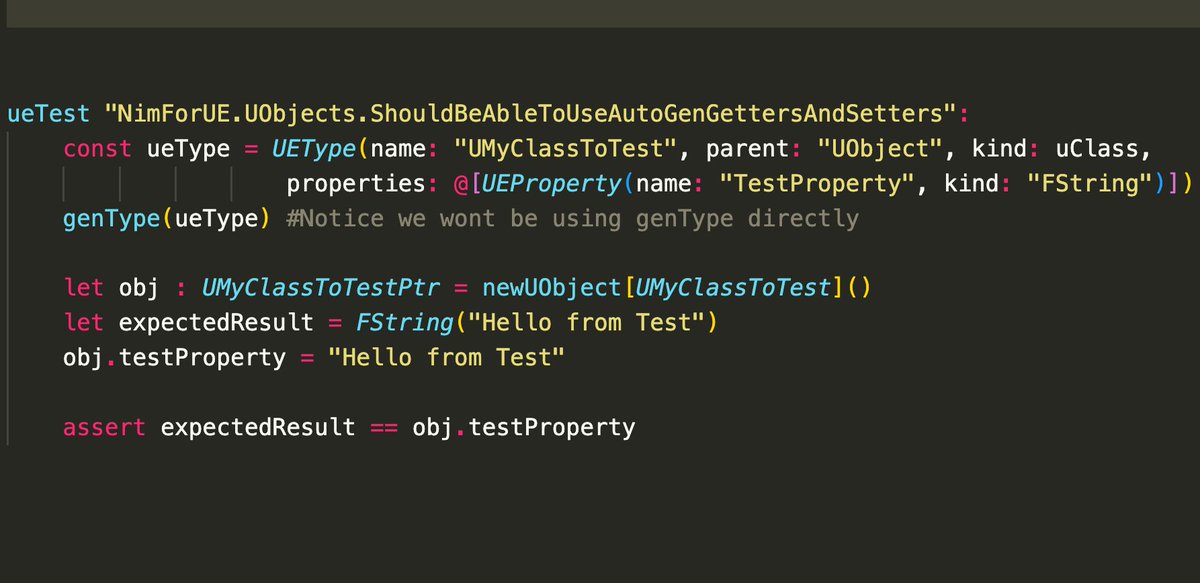_jmgomez_'s tweet photo. This doesnt seem like much but there are a lot of things going on in here:
Autogen of the types (with typechecking included) and backed props that access the UE reflection system which results in an ergonomic (and efficient) api
#NimForUE #UE5 #gamedev #indiegamedev #nimlang https://t.co/TWPIp7MkSS