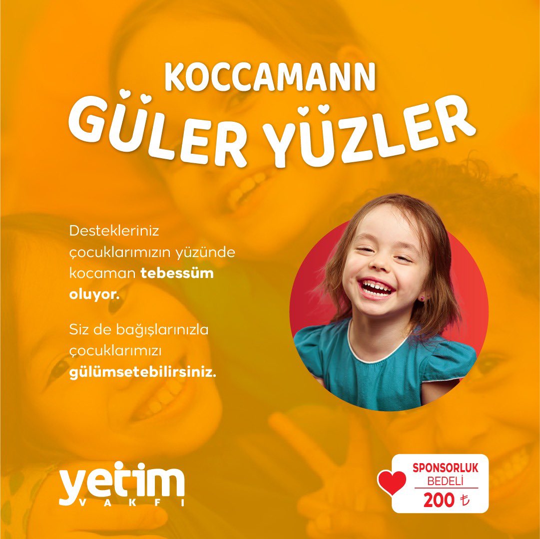 Destekleriniz çocuklarımızın yüzünde kocaman tebessüm oluyor 😊

Siz de bağışlarınızla çocuklarımızı gülümsetebilirsiniz. 

🌐 Sponsorluk Bedeli: 200₺
🔗 bagis.yetimvakfi.org.tr/bagis/yetim