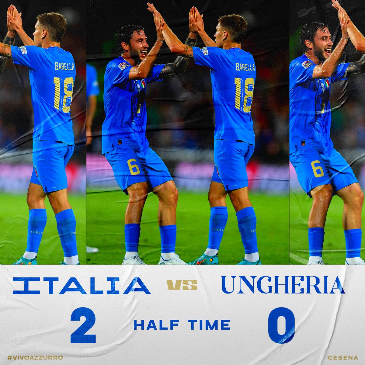 #NationsLeague 

⏱️ HT - A very solid first half 👌

#ITAHUN #Azzurri #VivoAzzurro