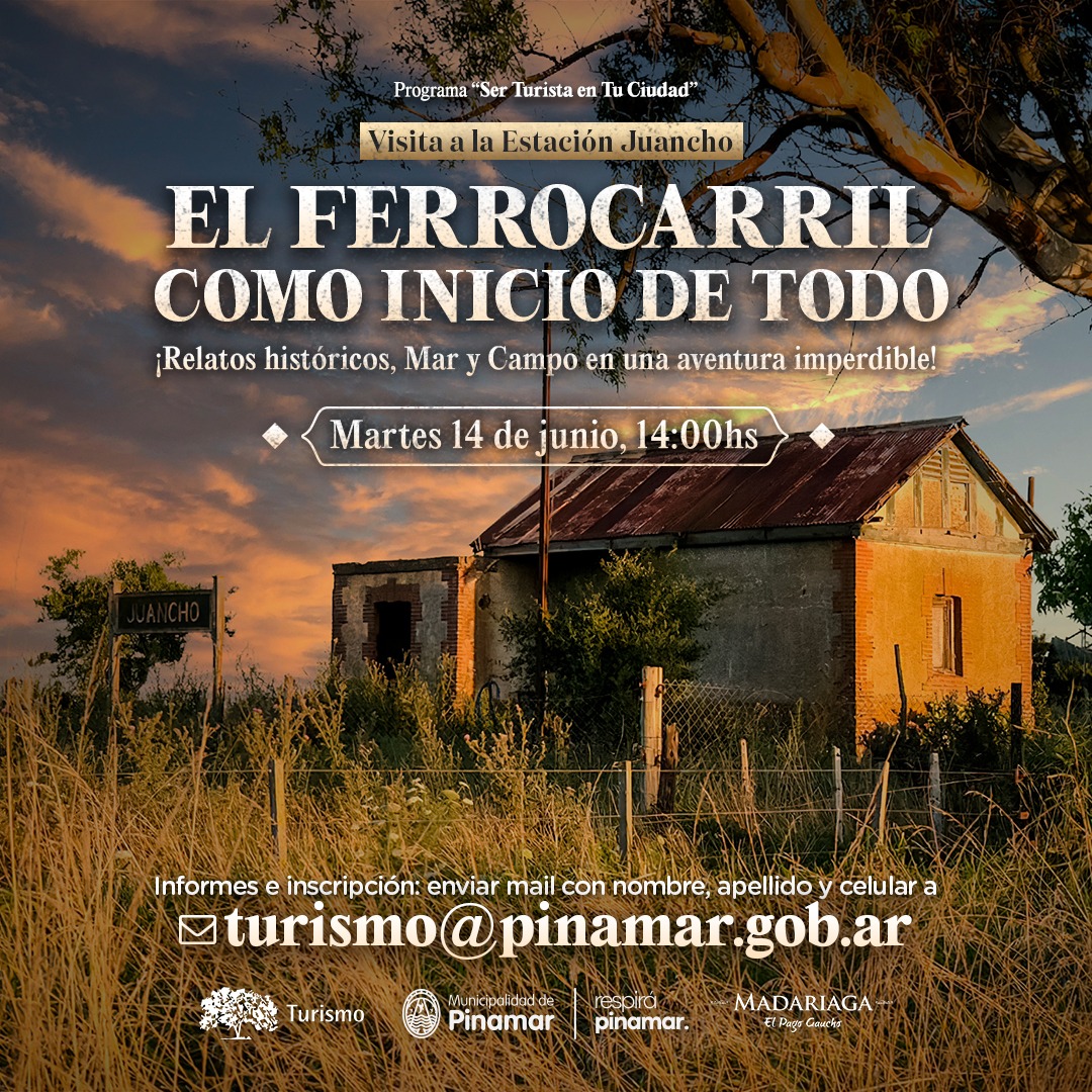 PinamarTurismo's tweet photo. ¡Te invitamos una nueva aventura!
La magia del bosque, playa y campo en una visita a la Estación Juancho. Nuestros anfitriones serán @MadariagaTur🙌
🗓️Martes 14/06, 14hs
📍Av. Bunge 2552 (con vehículo propio)
📩 Envianos tu nombre, apellido y celular a turismo@pinamar.gob.ar https://t.co/ie83svwtxv