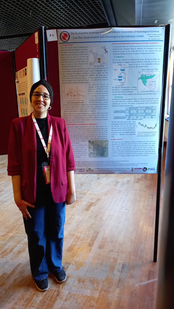 KhalfiHajar's tweet photo. I had the opportunity to attend my first assembly of the IAHS last week in Montpellier, such a rewarding experience. I was able to present my research in the poster session on Low flow characterization and forecasting in a non-stationary context.
#IAHS2022 #IAHS22 https://t.co/HclDAvYadV