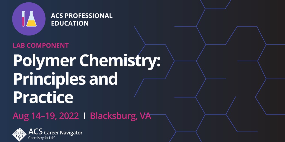 AmerChemSociety's tweet photo. Learn about #polymer #chemistry through a novel combination of lectures &amp; labs taught by @virginia_tech faculty &amp; designed for all education levels with the #ACSLabs course, "Polymer Chemistry: Principles &amp; Practice." Register today at https://t.co/bOCcqDLNyk #ACSProEd https://t.co/9siZzsDumX