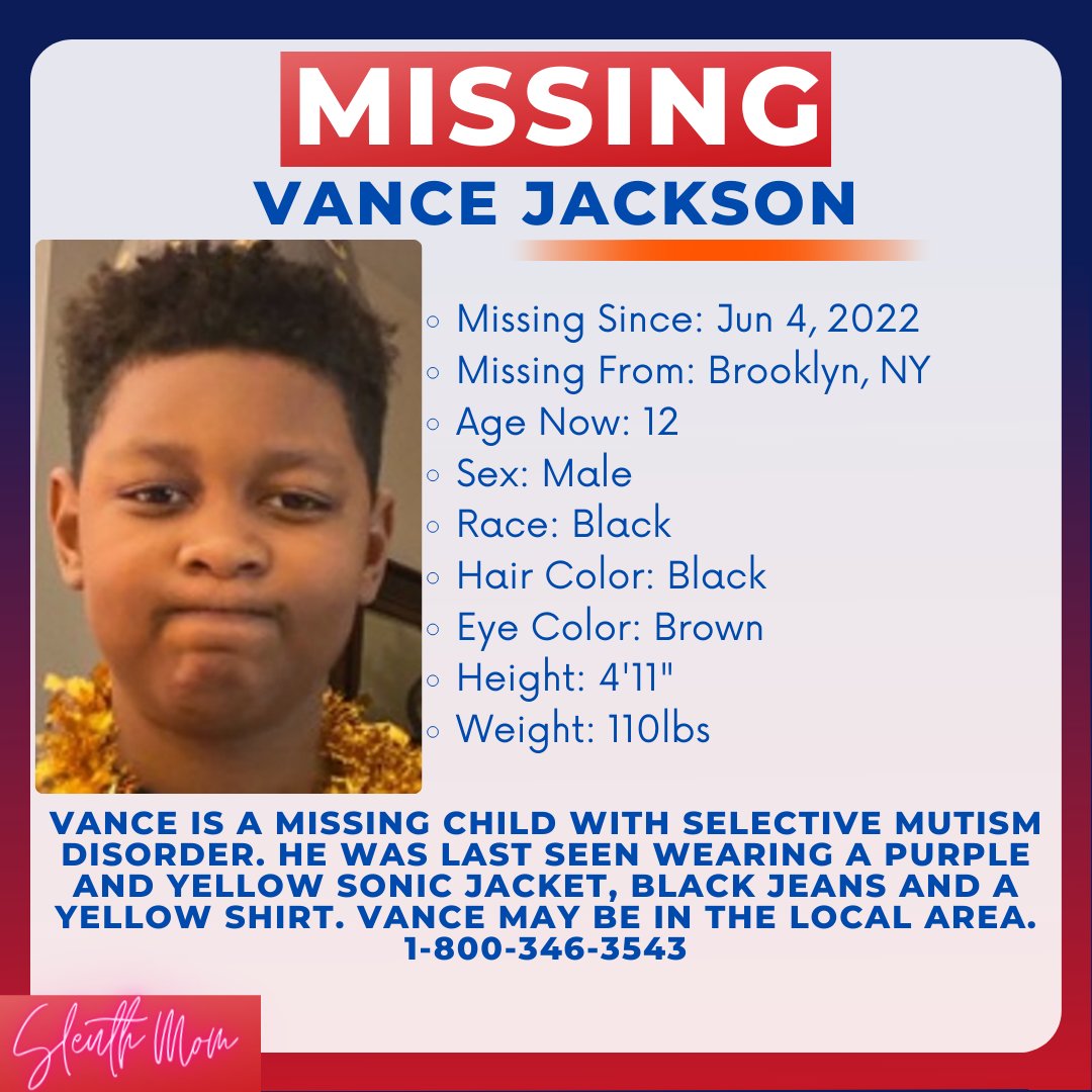 SleuthMom12's tweet image. #VanceJackson #Missingchild #ShareToHelp #Missing #BringHimHome #LostIsNotAlone #Retweet @MissingWhileBLK @DStorm0161 @Breannabanna80 @Tamatha57088299 @Ill_Be_Frank91 @truecrimereplay @chordferi @Hart7405 @AnnemarieBibby1 @DataBaeTracy @savage_says_tcn @BurdenofProof22