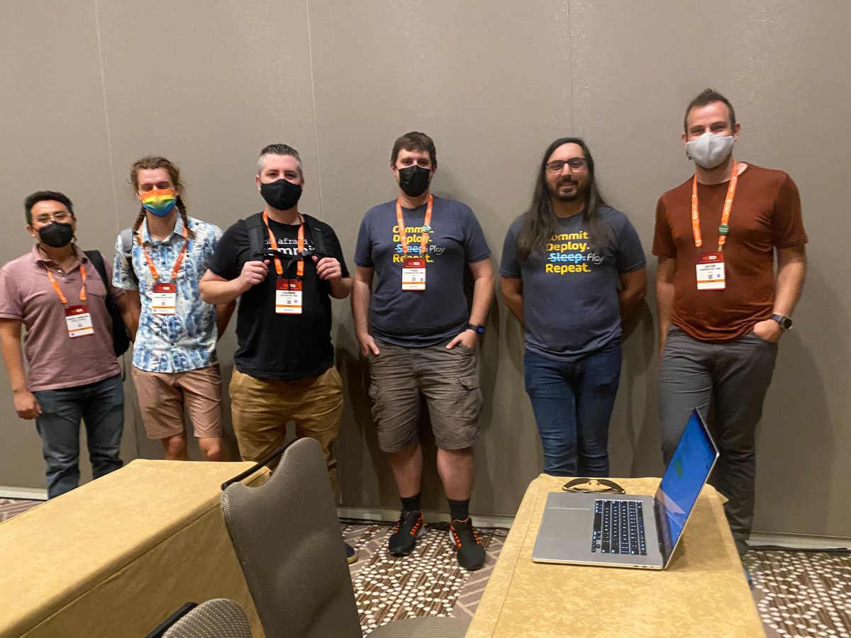 We're live at #cdCon! 
Fernando <a href="/dogonthehorizon/">Fernando Freire</a> Freire and @IMosquera gave a session this morning on trusting mission-critical infrastructure and building reliable CD platforms! 

Plus our #engineering crew are out there to answer all your questions! #OpenSource
