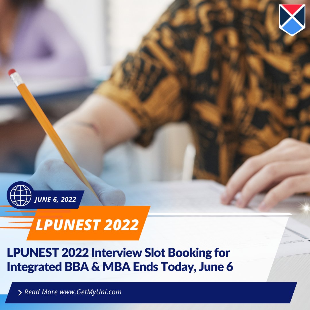 getmyuniedu's tweet image. The LPUNEST 2022 interview slot booking for Integrated BBA &amp;amp; MBA Phase 1 started on June 3 and concludes today, June 6. Book your slot now.

Read more at:
getmyuni.com/news/lpunest-2…

#LPU #LPUNEST #Punjab #entrance #registration #university #college