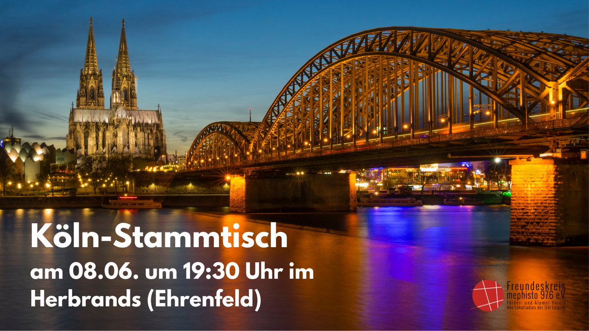 Zum ersten Mal seit Pandemiebeginn trifft sich der Kölner Stammtisch am morgigen Mittwoch endlich wieder in Präsenz. Alle Ex-mephistos sind herzlich in das "Herbrands" in Ehrenfeld (Herbrandstraße 21) eingeladen - los geht's um 19:30 Uhr!