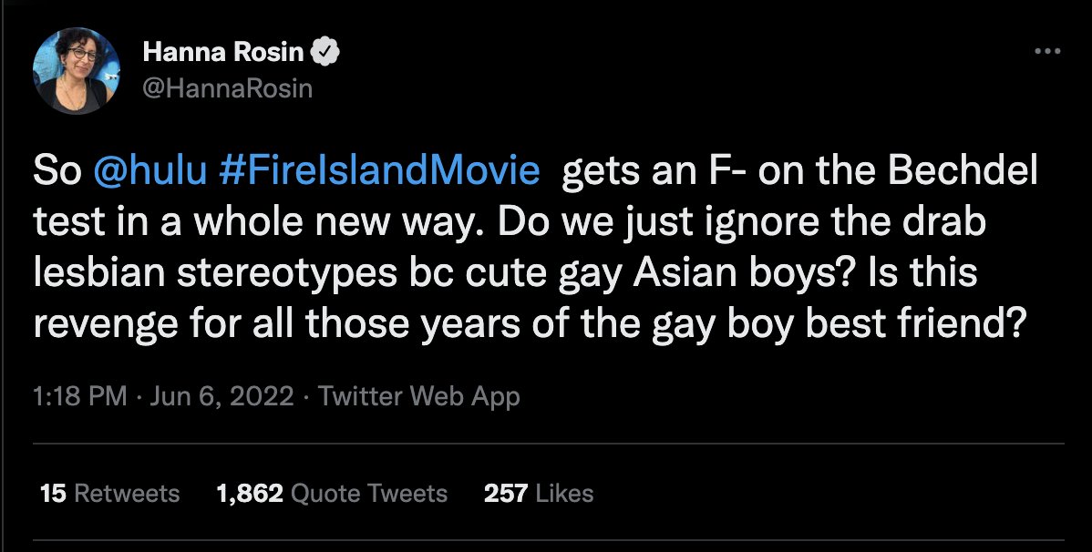 HannaRosin's tweet photo. I deleted a tweet that many of you rightly pointed out was offensive. I’ve read your responses and I hear you. My tweet was careless and thoughtless. Truly. The movie was telling a story about queer AAPI men, whose experiences don’t show up enough in movies or anywhere else 1/3 https://t.co/FEI0sDqXJe