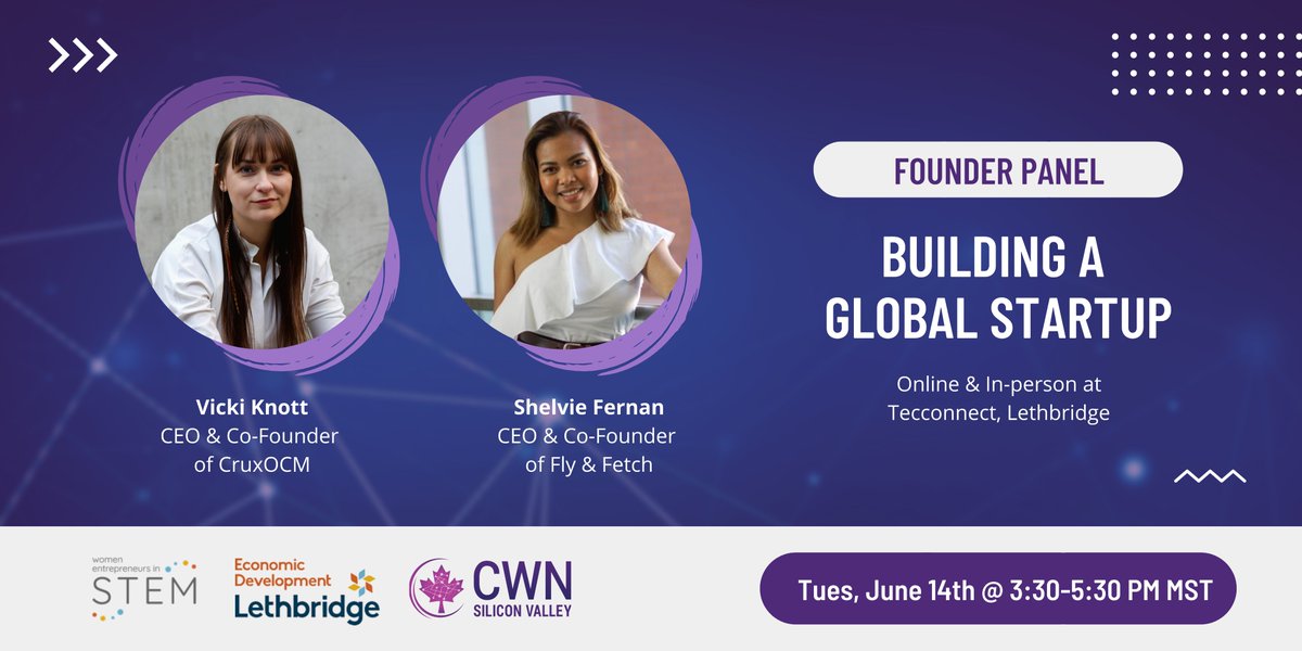 Our friends at <a href="/cwnsv/">Canadian Women’s Network</a> are holding a #networking session and #Founder Panel with <a href="/shelviefernan/">Shelvie Fernan</a> from <a href="/flyandfetch/">Flyandfetch</a>, one of our Summit IV funded companies, and @Knottv on June 14!

Register Here👉bit.ly/3mkS0KM

#Womenfounders #Womenintech #Startup #femalefounders