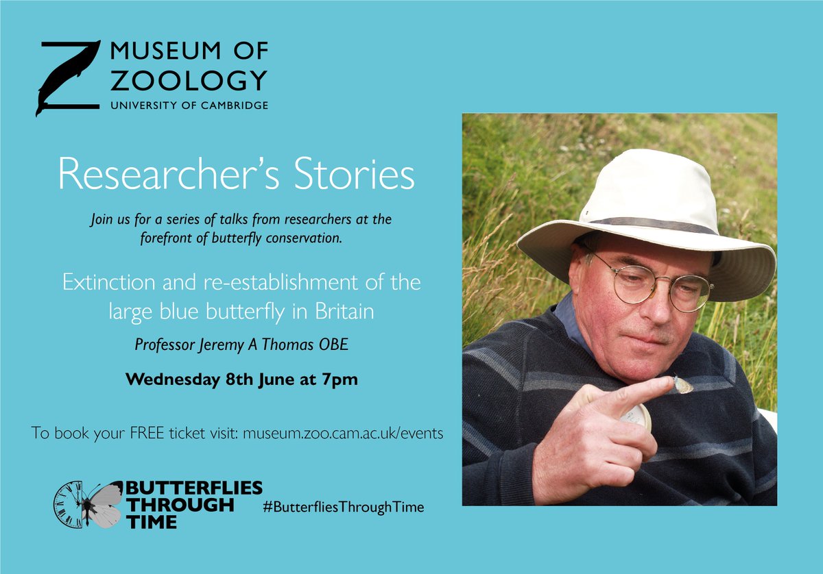 ZoologyMuseum's tweet photo. We're sad to announce that this week will officially be the last week in of Researcher's Stories! But to round the series off, Professor Jeremy Thomas will be discussing the extinction and re-establishment of the Large blue butterfly in Britain 🐜🌱🦋
https://t.co/KsUT4Vh0Ya https://t.co/CQz2IsZnPy