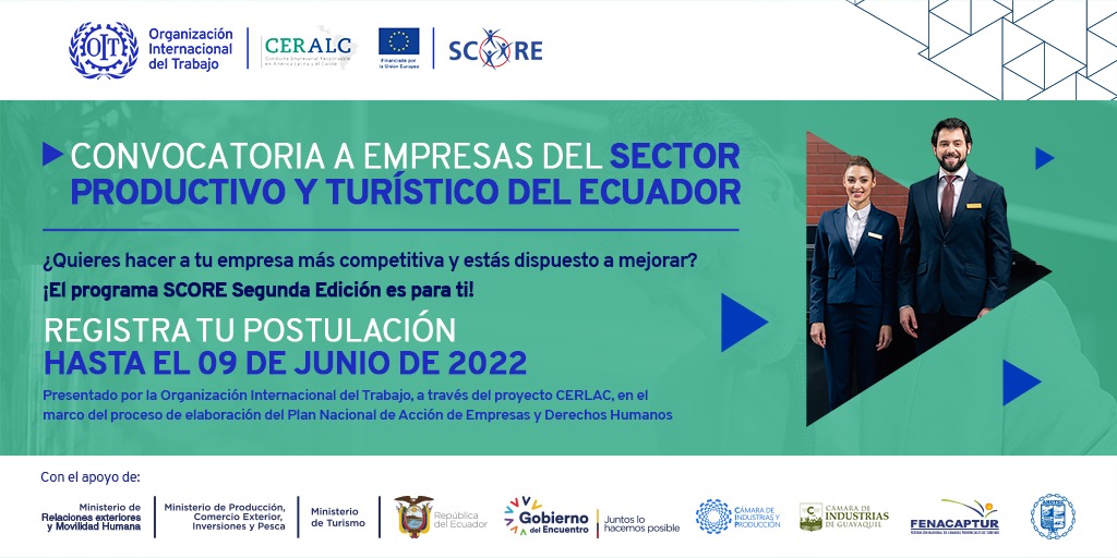 Si quieres ser una empresa más competitiva y estás dispuesto a mejorar, el programa SCORE Segunda Edición Ecuador es para ti.  
Postula y participa en la selección de empresas que recibirán formación, asesoría y acompañamiento personalizado.  
Postula aquí bit.ly/3awePIN