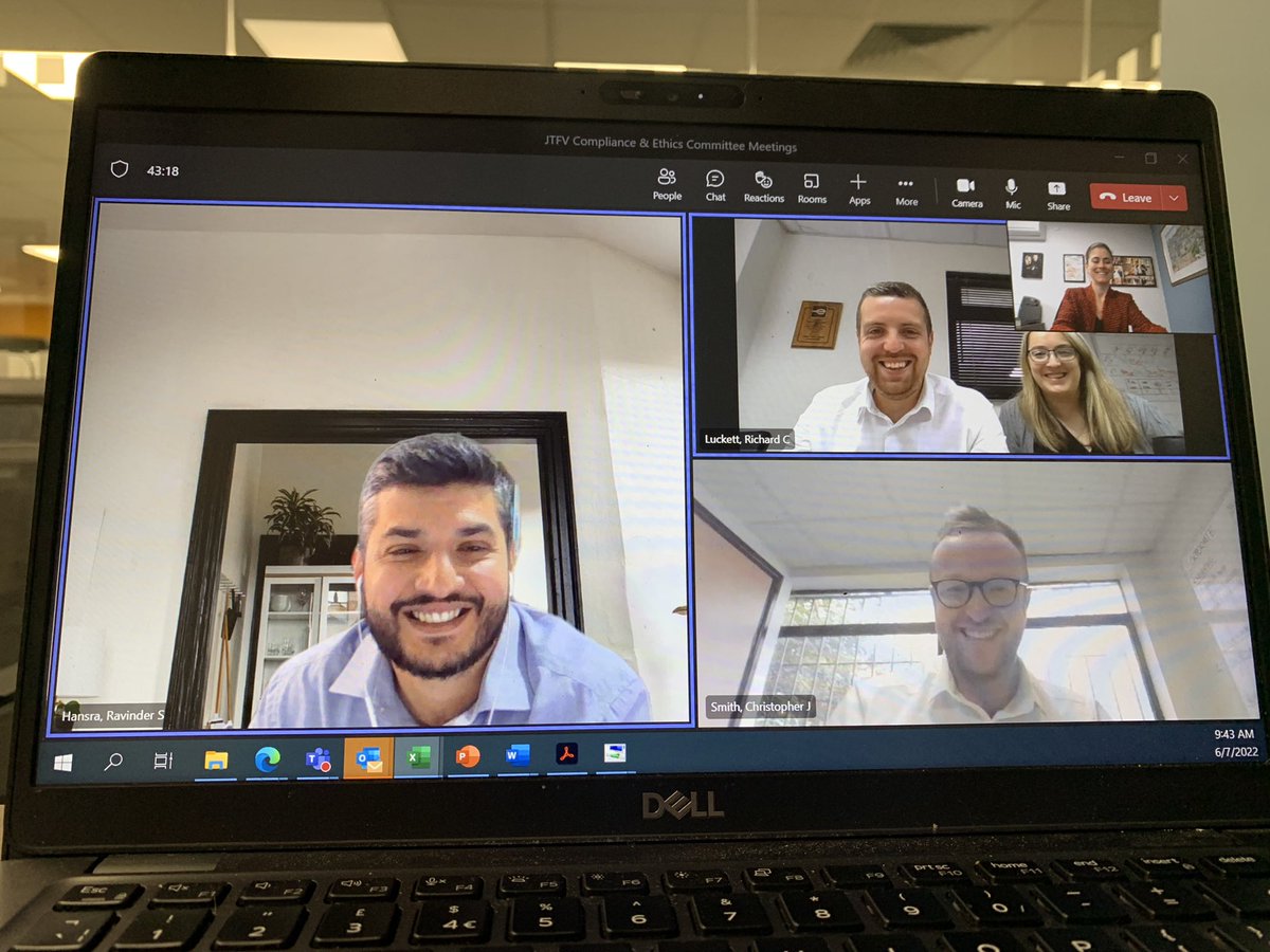Great JTFV Compliance &amp; Ethics Meeting today discussing all things #U3Ethics and preparing for our year end submission! We are here to support Group U3 so please reach out if you need anything