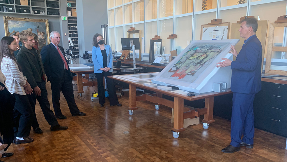 Willem de Kooning's 'Woman-Ochre' goes on view today at the <a href="/GettyMuseum/">Getty</a>. The painting returns to <a href="/uarizona/">University of Arizona</a> this fall for an exhibition (opens Oct. 8) at the <a href="/UAZMuseumOfArt/">University of Arizona Museum of Art</a>.

Read about the #conservation process ... 
azart.fyi/deKooningGetty

#dekooningreturns