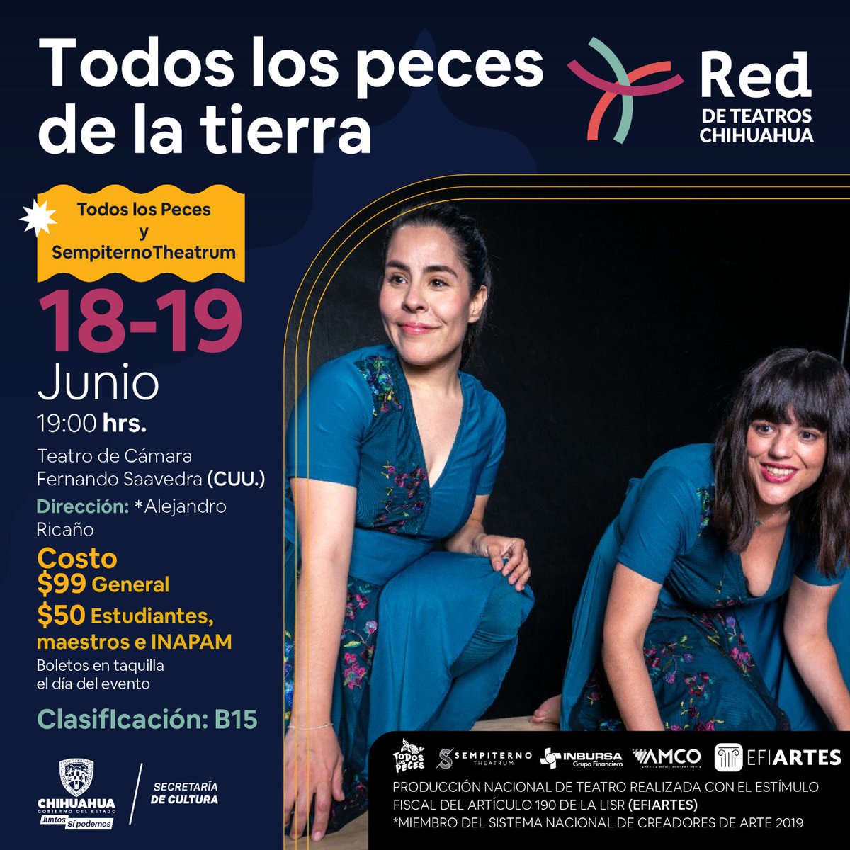 TodosLosPeces's tweet photo. ¡Chihuahua, aquí vamos!

Ven a conocer a nuestras sirenitas el próximo 18 y 19 de junio a las 19 h.

ÚNICAS DOS FUNCIONES.

Nos vemos en el Teatro de Cámara Fernando Saavedra (CUU.) https://t.co/h83E6W31nh